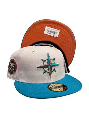 New Era Seattle Mariners 59FIFTY Fitted Hat Cap 35th Year Side Patch 7 1/2